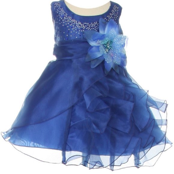 Infant Baby Girls' Dazzling Cascade Ruffle Christmas Holiday Flowers Girl Dress - Picture 1 of 2